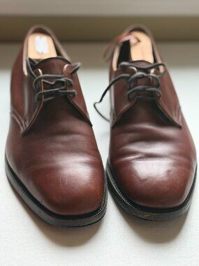 Loake Arundel Plain Toe Derby Shoes UK 10 G US 11 Brown Leather Made in England